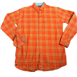 Men's Fred Perry  Orange Plaid long sleeve button down shirt